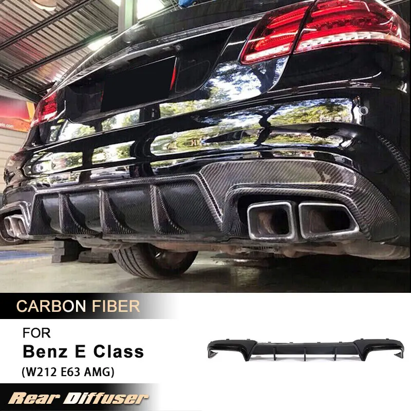 Carbon Fiber Rear Bumper Diffuser Lip for Mercedes-Benz E Class W212 E260 E300 E400 E63 AMG Sedan 2013-2015 Car Rear Diffuser