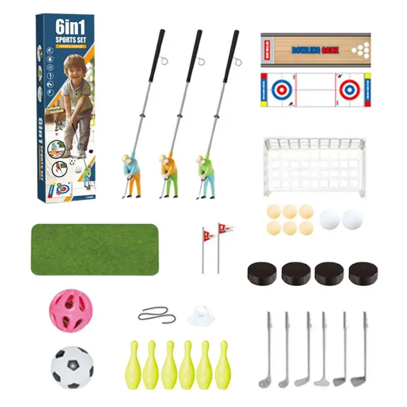 

Outdoor Golf Games For Kids 6-in-1 Children Game Golf Clubs Home Outside Putting Ball Equipment Multi-function Children's Sports