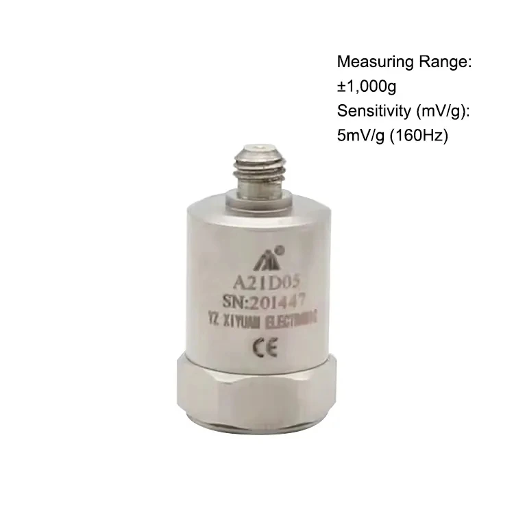 304 Stainless Steel Universal Single Axial IEPE 5mV/g Measure Range 1000g Accelerometer A21D05