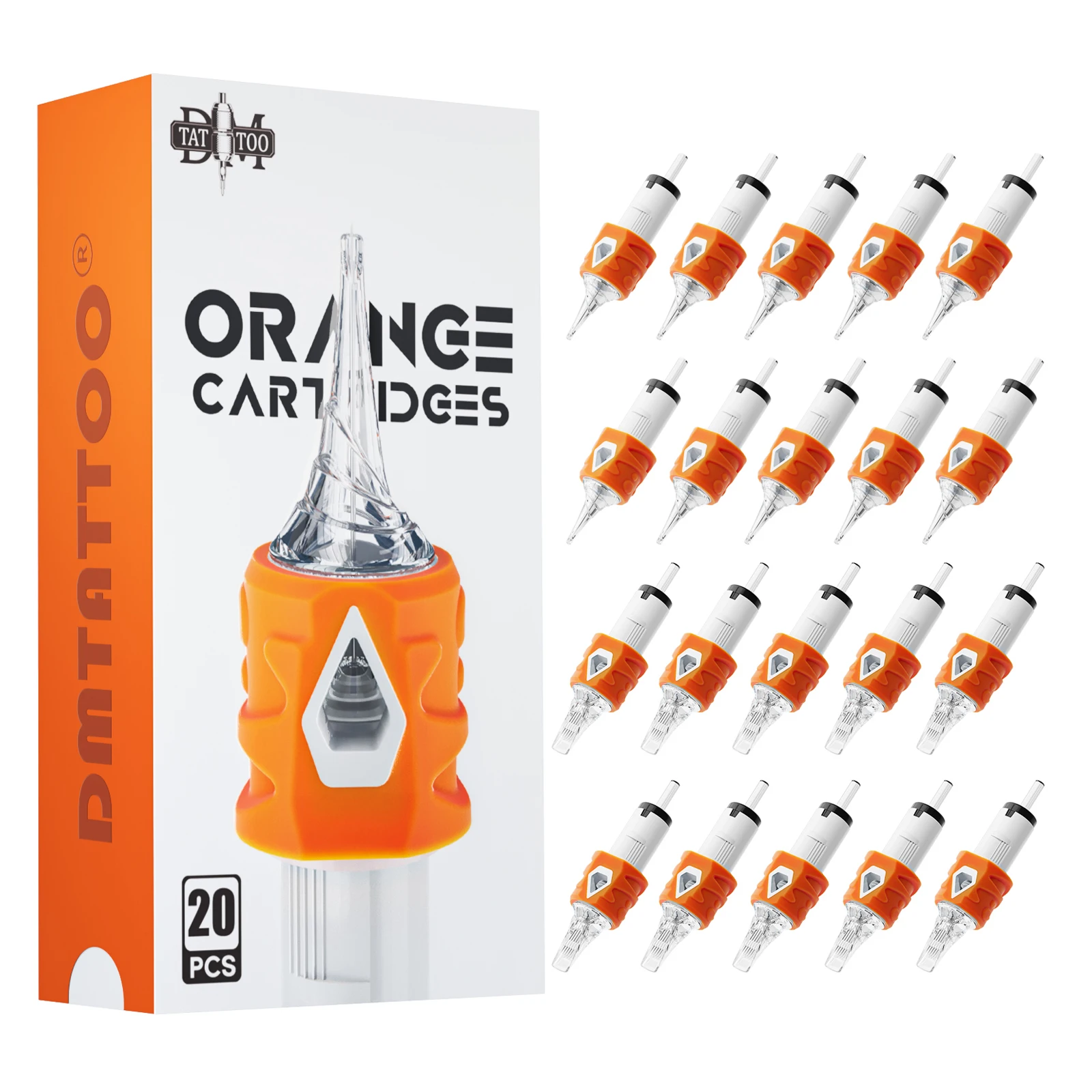

DM ORANGE 20 шт. картриджные иглы для татуировки RL/RM/RS/M1 одноразовые силиконовые стерилизованные безопасные иглы для татуировки для перманентного макияжа