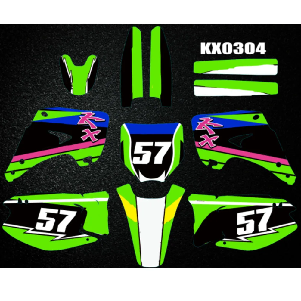 Motorcycle Fairing Sticker graphics Background Decals For Kawasaki KX125 KX250 2003 2004 2005 2006 2007 2008 2009 2010 2011 2012