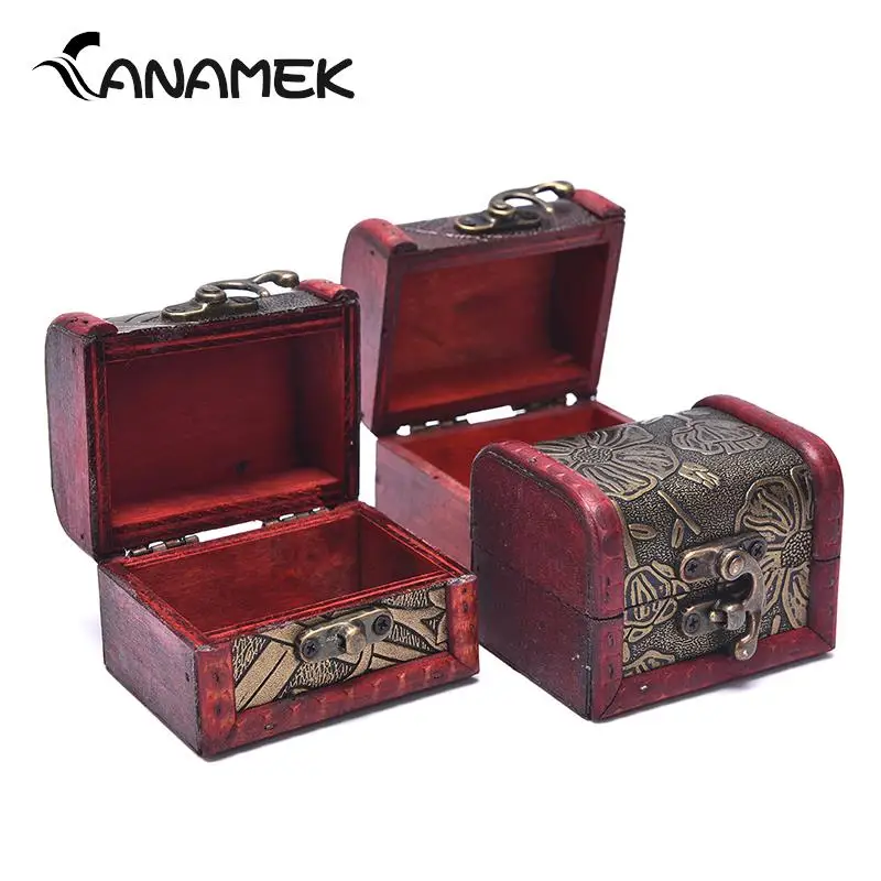 Vintage Wooden Handmade Lock Box Organizer Cosmetic Containers Hamper Jewelry Bracelet Pearl Case Gift Storage Box Storage