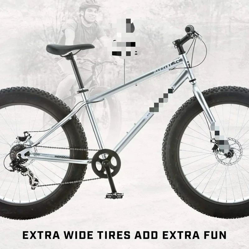 AQMongoose Malus Fat Tire Mountain Bike.4-Inch Wide Knobby Tires.Steel Frame.Speed Drivetrain.Rear Derailleur