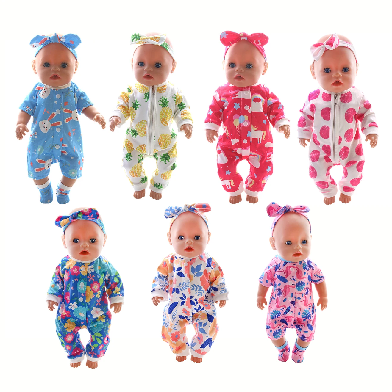 43CM doll casual jumpsuit with the same headband, suitable for 43CM doll clothing doll daily versatile jumpsuit