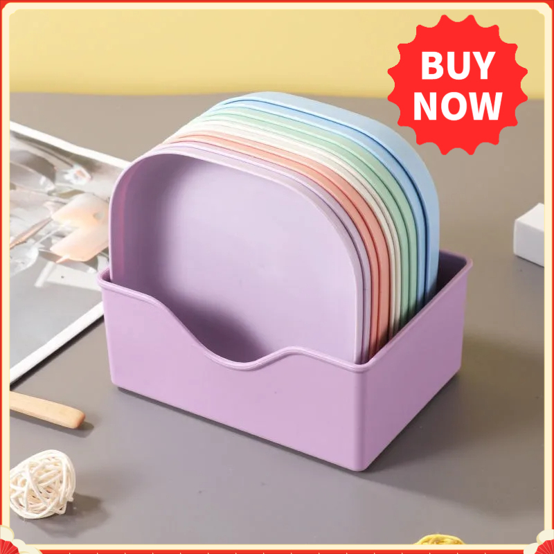  10pcs Set Reusable Fruit & Dessert Plates - Washable, Multifunctional Snack Dishes with Built-In Base for Bones & Candy 