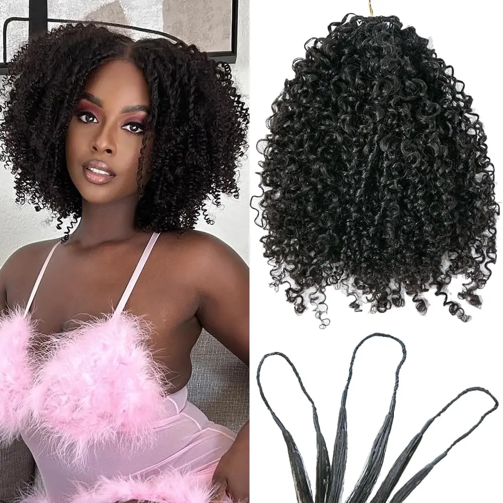 Smilegirl Kinky Curly Crochet Human Hair Knotless Pre-Separated Crochet Hair Extensions Invisible Knotless Kinky Curly Braiding Hair 50-300g
