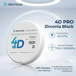 Dennoos 4D Pro Dental Multilayer Zirconia Block Disc CAD CAM Dental Lab Super Translucent 98mm Best Natural Gradient Transition
