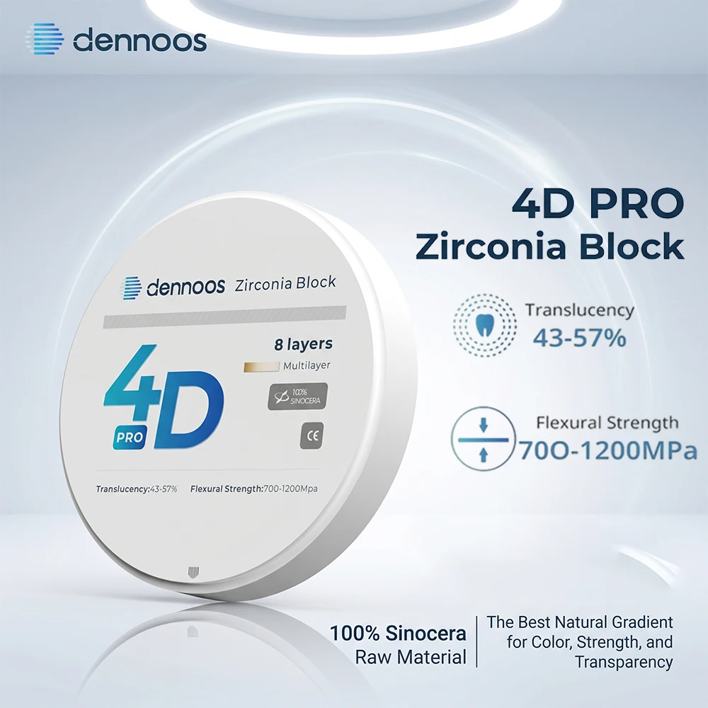 4D Pro Dental Multilayer Zirconia Block Disc CAD CAM Dental Lab Super Translucent 98mm Best Natural Gradient Transition