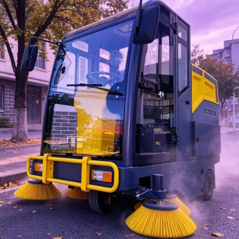 Multi functional Electric Walk-Behind Self-Propelled Road Sweeper Machine High Efficiency Street Cleaning High Pressure Cleaning