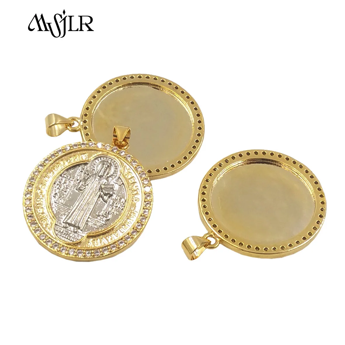 

MVN065 2024 Medieval Retro Style Religious Elements Printed Exquisite Zircon Pendant Necklace Gold Plated Light Luxury Jewelry