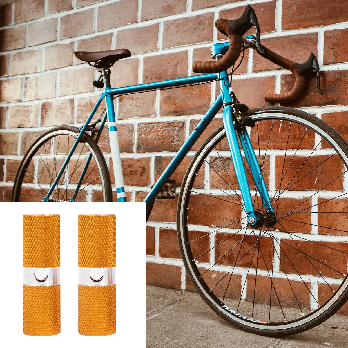 1Pair Foot Peg Cylinder Aluminum Non-Slip Front Rear Axle Footrest Lever Pedal Foot Peg Bike Parts Yellow