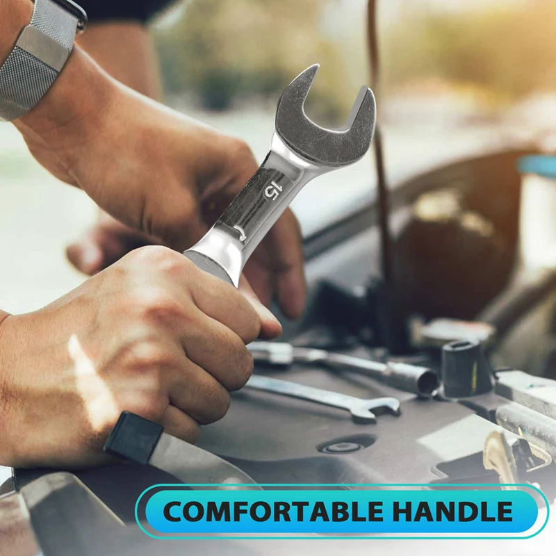 ABPQ-llave de trinquete de mango corto con cabeza móvil, llave de extremo abierto rápida de doble propósito, herramienta de hardware, llave que ahorra mano de obra