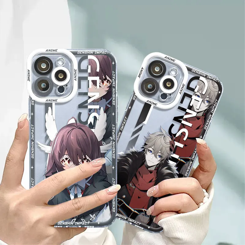 Custodia Anime trasparente Soft Shell Genshin Impact per Xiaomi Mi Poco X3 NFC X4 X5 M3 Pro 11 Lite 11T Pro Cover