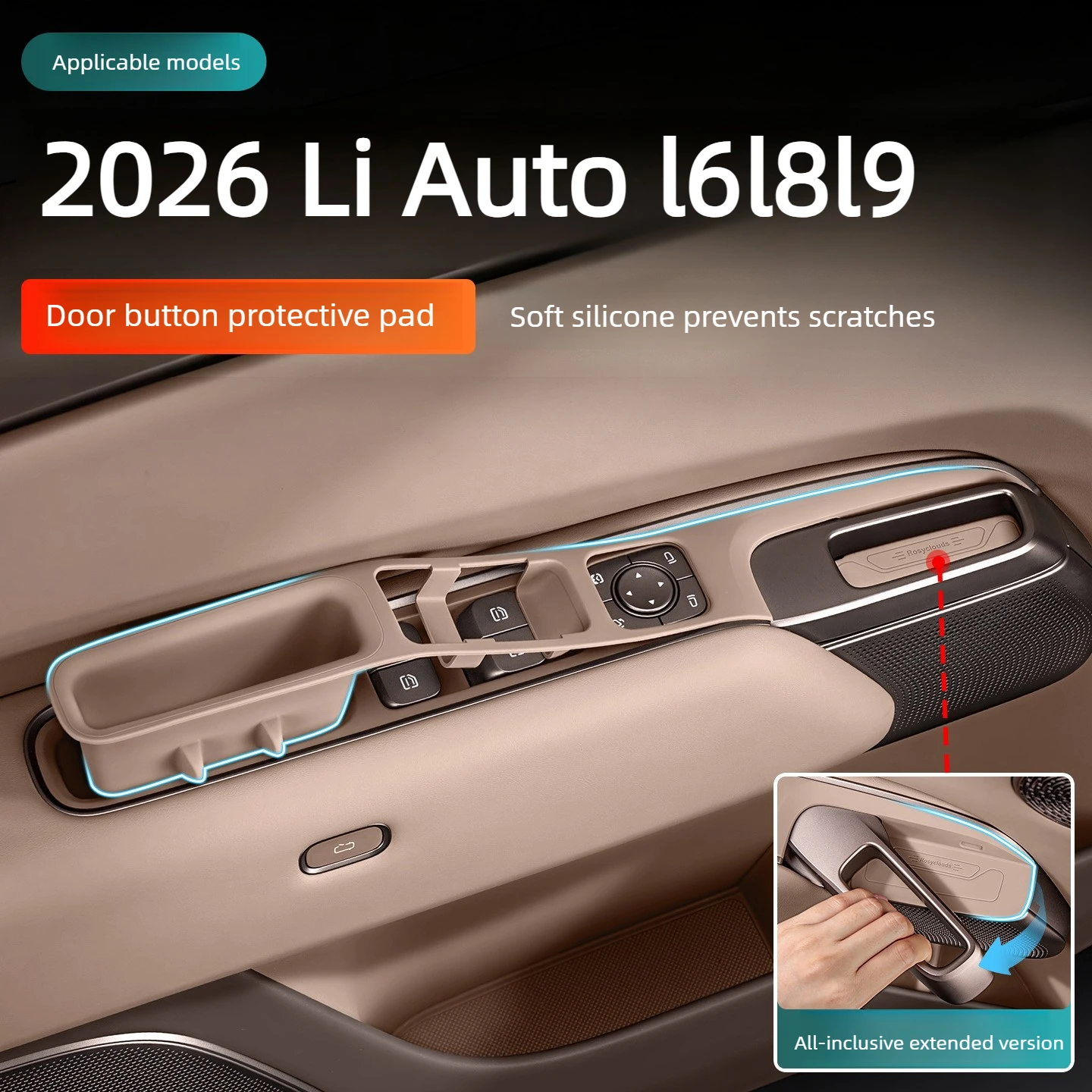 For Li Auto L6Ultra L8L9/livis 2026 Silicone Pad for Car Window Buttons Full Car Door Handle Protective Pad Modify Accessories