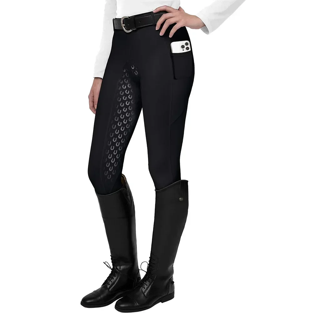 Black Full Seat Silicone Equestrian Breeches Anti-pilling Horse Riding Tights Women Riding Pant Equestrian Clothes