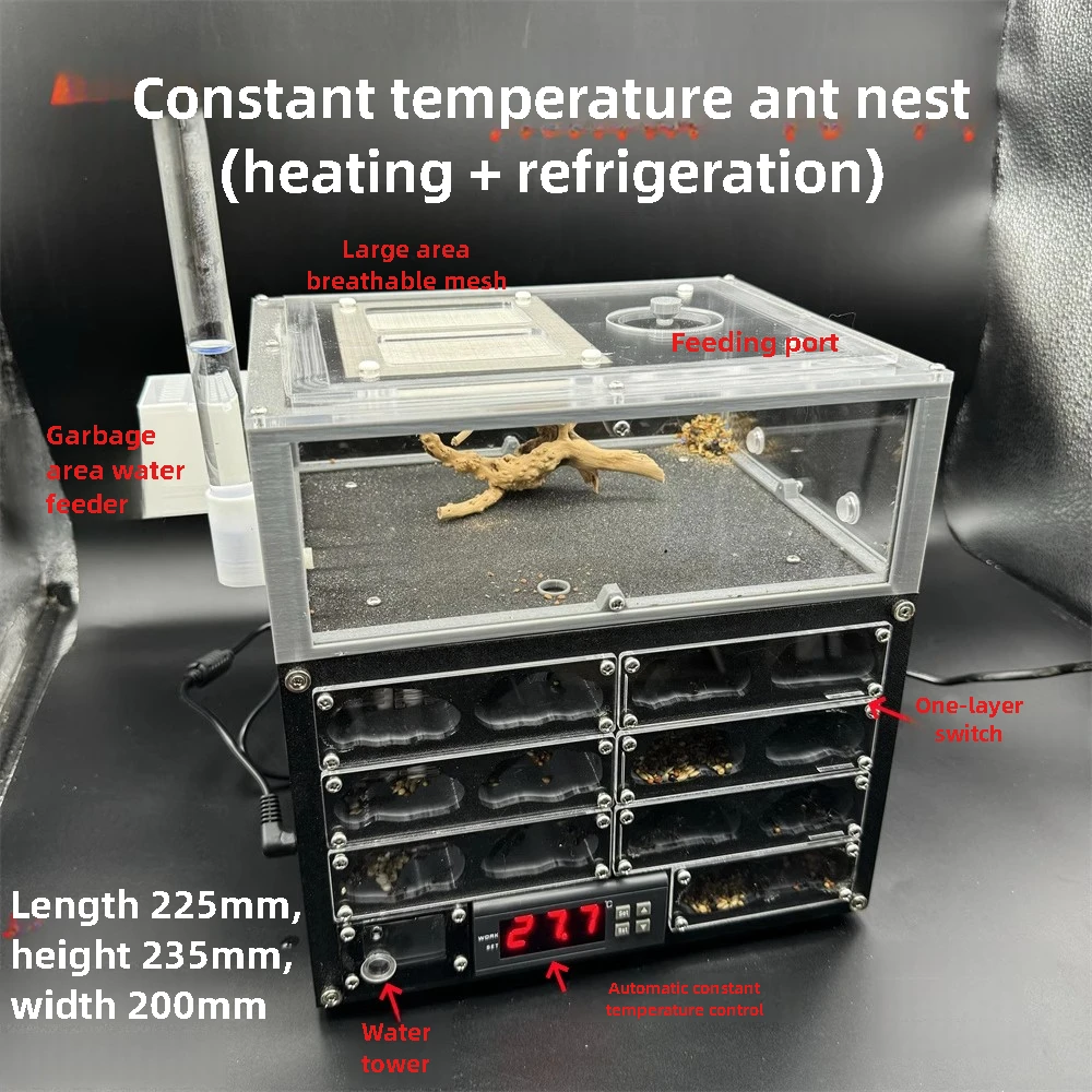 3D Acryl Thermostat Ant Farm Ecological Flat Ant Nest with Feeding Area Gypsum ligh Ant House Pet Anthill Workshop Moisturizing