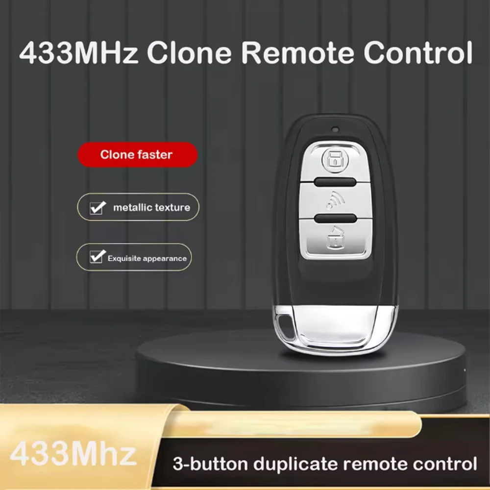 Key Fob Universal 433.92MHz Fixed Code Garage Door Remote Duplicator 3 Keys Self-copying Controller Command Clone Hand Transmitt