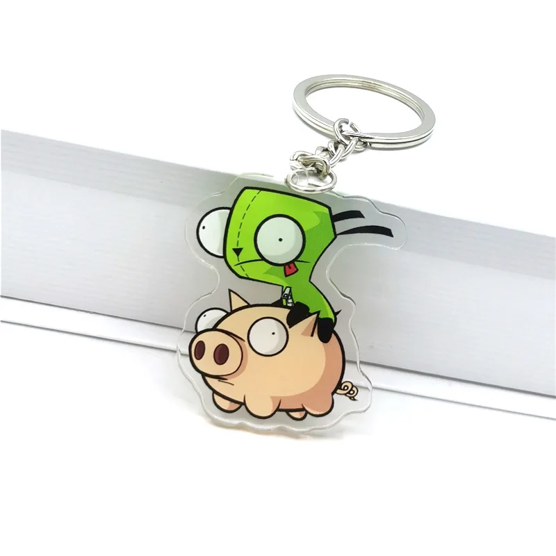 Invader Zim Acrylic key pendant cute cartoon animal girl key chain bag decorative pendant small car key chain Girl