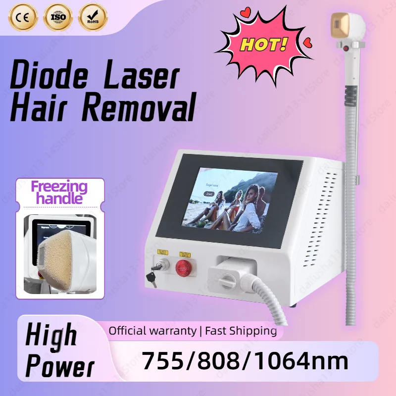 

Profession 808nm Diode Laser Hair Removal Machine Skin Rejuvenation Epilator Equipment Three Wavelengths Ice Platinum Device