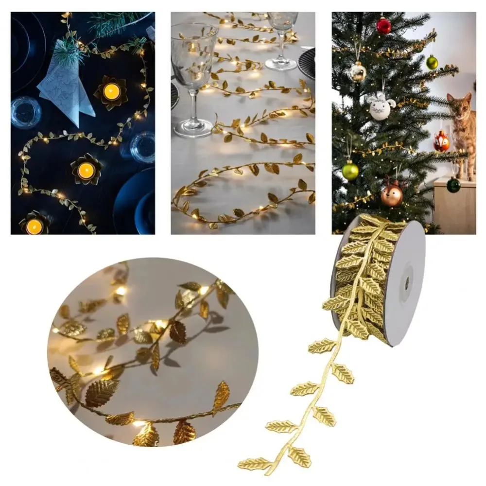 Handmade Bow 10M Length Maple Leaf Ribbon Ultrasonic Cut Multi Color Leaf Trim Satin Ribbon Party