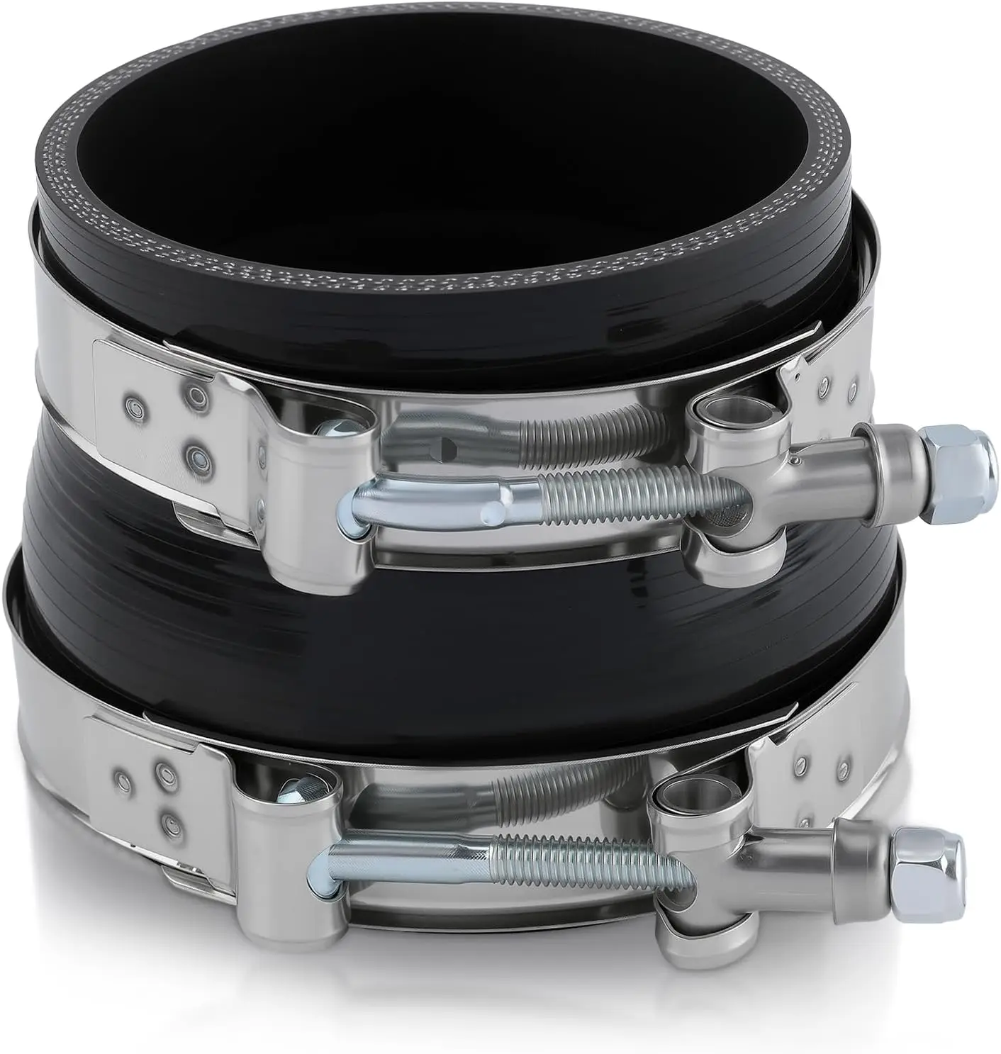 4" to 3.5" Inch Silicone Reducer Coupler Turbo Pipe Black with Two T-Bolt Clamps