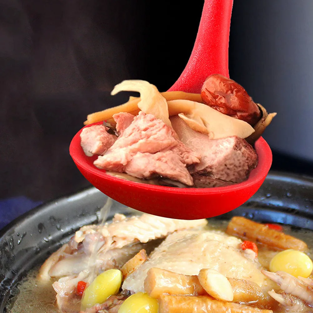 

2Pcs Silicone Soup Spoons Multipurpose Cooking Utensils Smooth Surface Excellent Feel Exquisite Decoration Restaurant Use