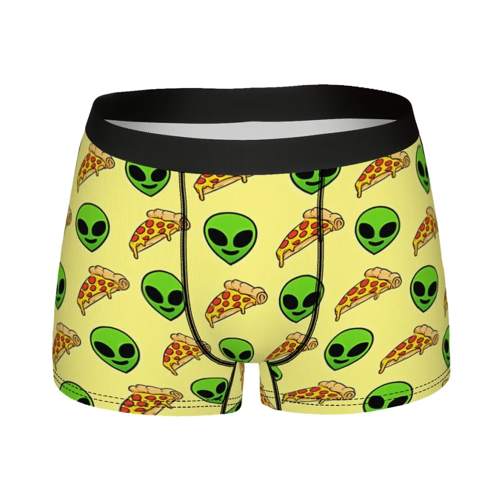 Alien Pizza Alien UFO Pattern Underpants Homme Panties Men's Underwear Ventilate Shorts Boxer Briefs