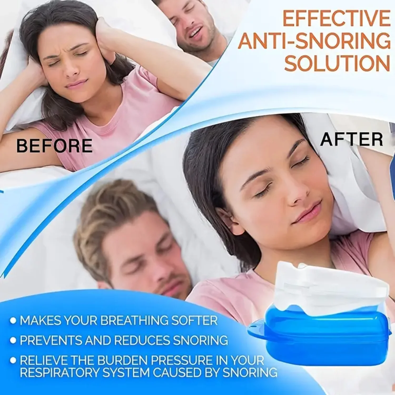 1pc Silicone Mouth Guard for Teeth Grinding, Snoring and Sleep Apnea - Anti-Bruxism Solution