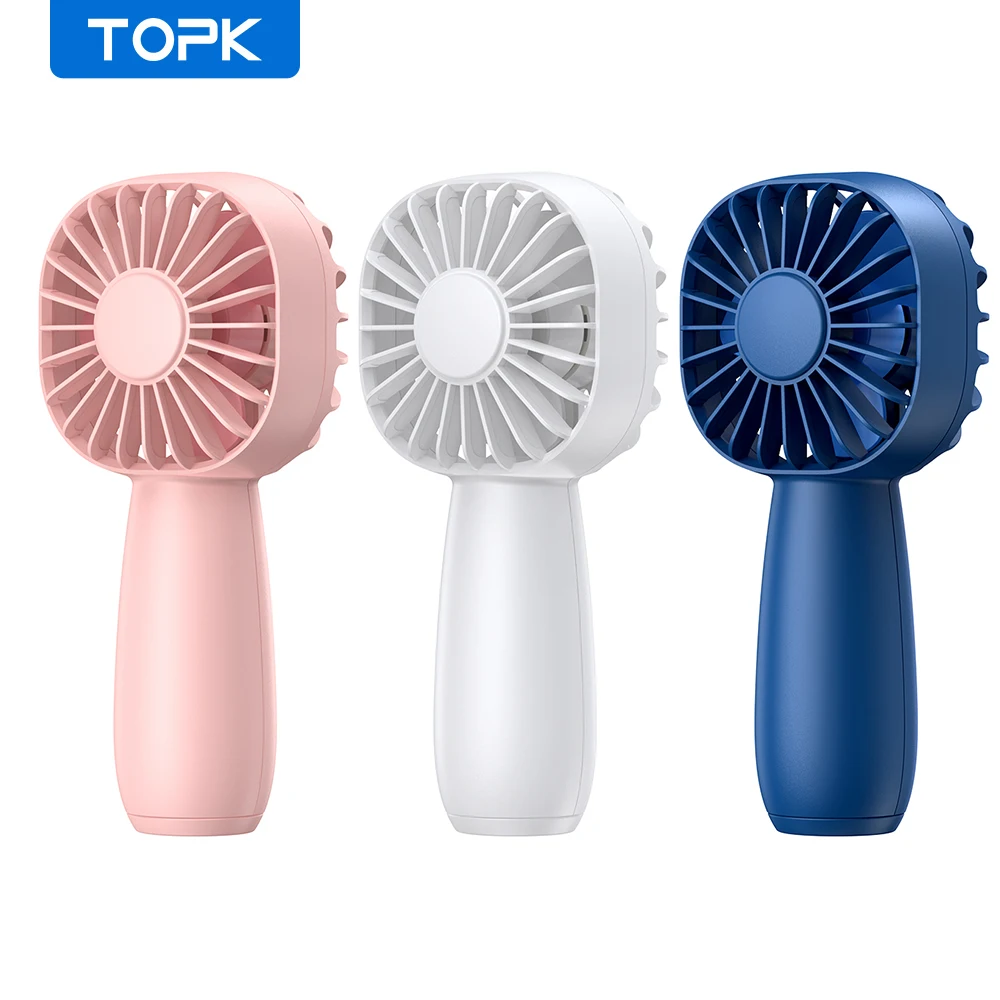 TOPK 1800mah Mini Portable fan,USB Electric Fan 3 Speeds rechargeable portable fan Eyelash hand fans for room Camping Supplies