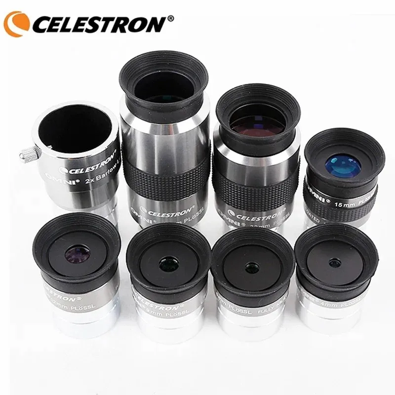 Celestron Omni 4mm 6mm 9mm 12mm 15mm 32mm 40mm and 2x Eyepiece and Barlow Lens Fully Multi-Coated Metal Astronomy Telescope - Al