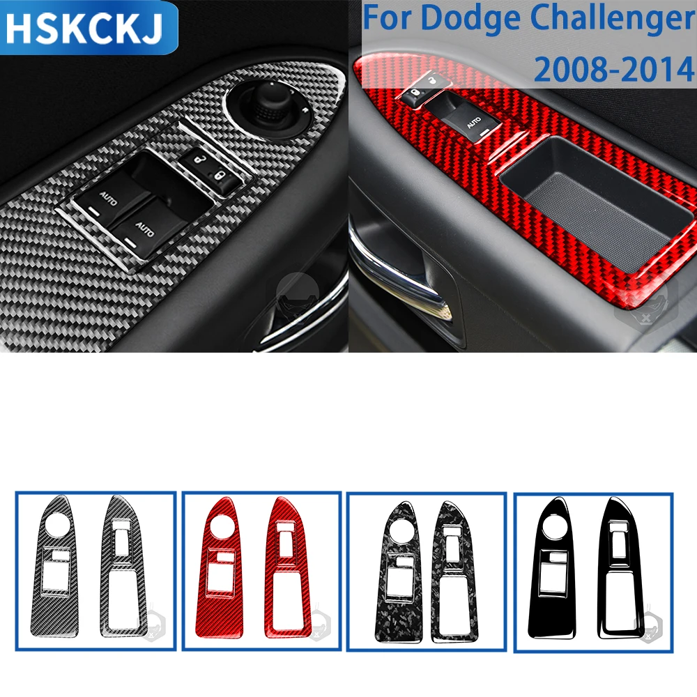 

For Dodge Challenger 2008-2014 Accessories Carbon Fiber Car Interior Windows Control Panel Trim Sticker Decoration