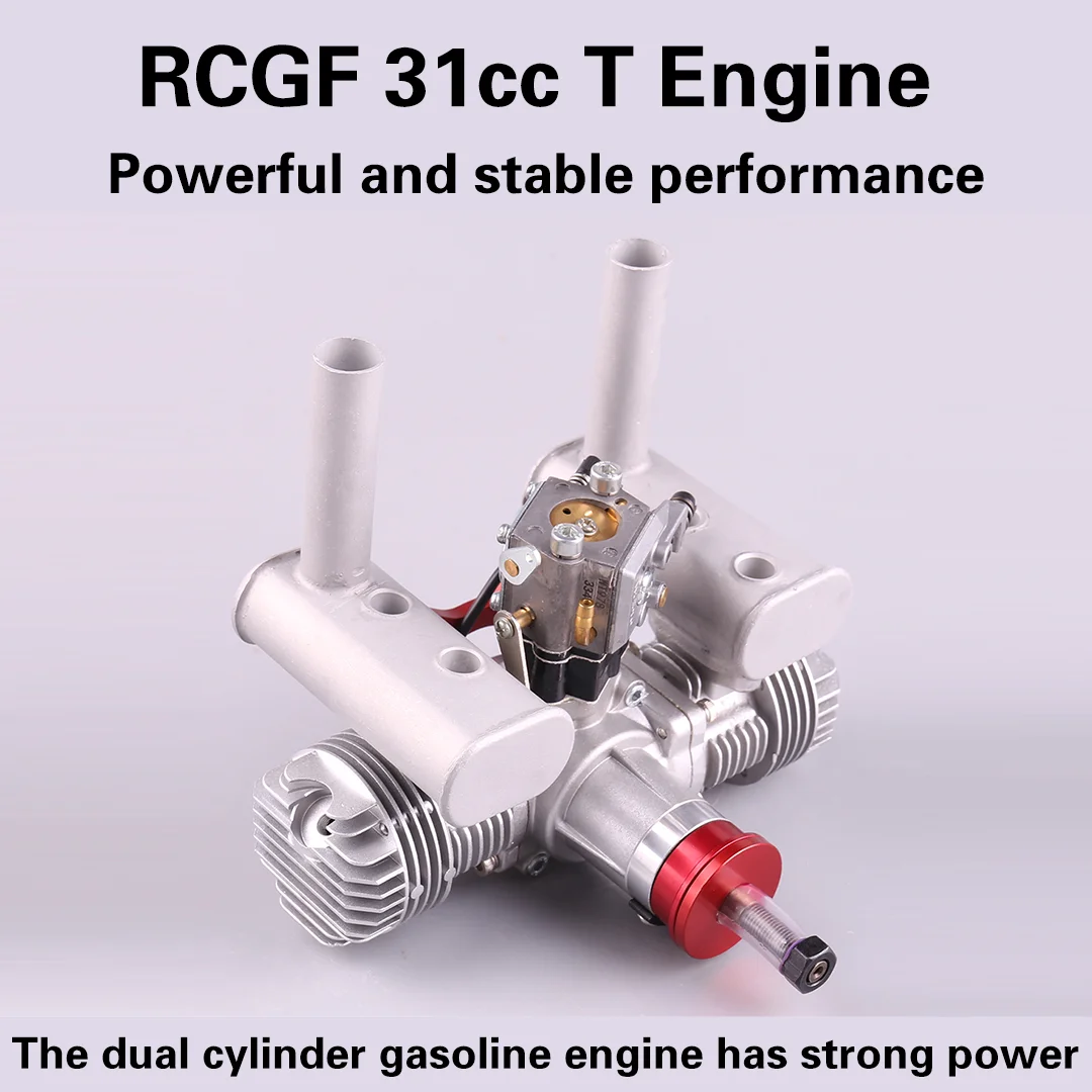 RCGF 31cc двухцилиндровый бензиновый/бензиновый двигатель двухцилиндровый с глушителем/зажиганием/свеча зажигания для радиоуправляемой модели самолета