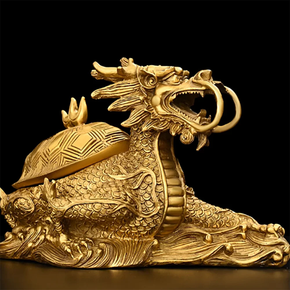 

Pure copper dragon turtle back open cover dragon head turtle divine beast home living room office desktop handicraft ornaments