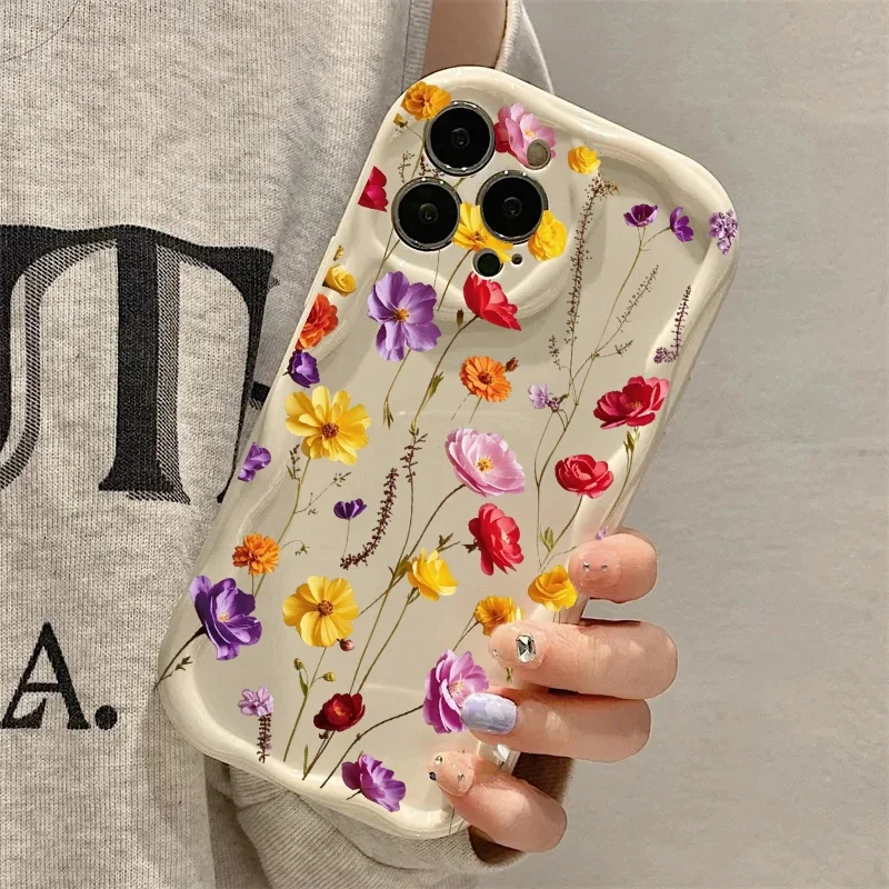 Cute Flower Daisy Floral Soft TPU Case For Samsung Galaxy S22 S23 S21 Ultra Plus S20 FE A25 A24 A14 A34 A35 A05 A05S A53 A33 A52