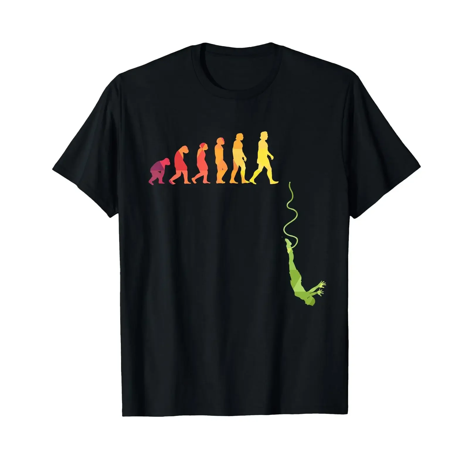 T-shirt de sport coloré Bungee Jump Evolution Adrenaline, style vintage délavé, polyvalent, respirant, extensible, décontracté, légèrement extensible