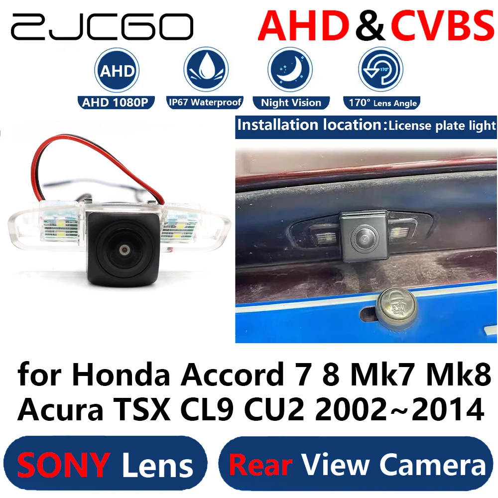 

ZJCGO AHD 1080P Parking Backup Reverse Reversing Rear view Camera for Honda Accord 7 8 Mk7 Mk8 Acura TSX CL9 CU2 2002~2014