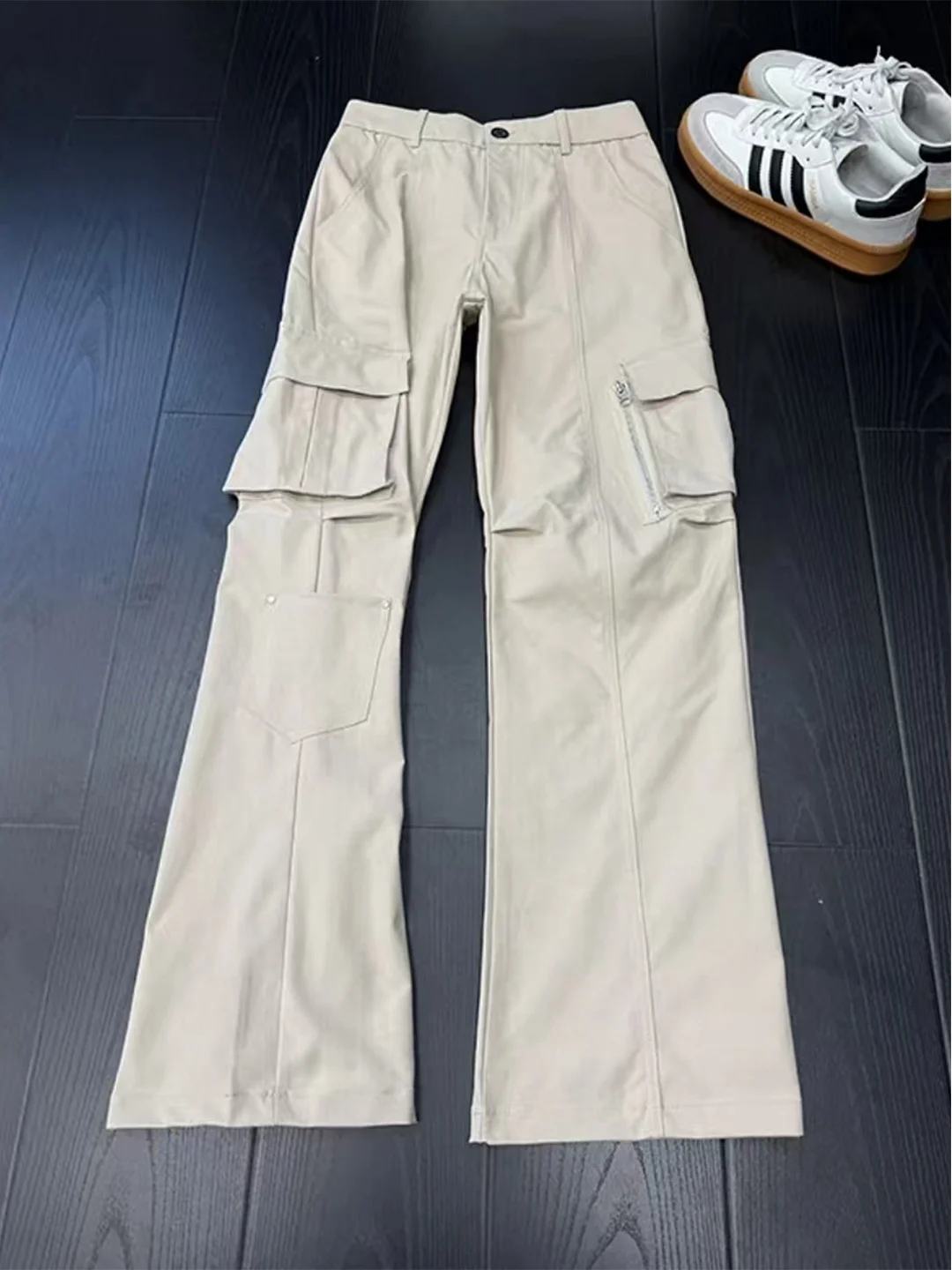 

Мужские рабочие брюки American Sle с высокой талией, на молнии, прямого кроя, повседневные, в уличном стиле, свободного кроя