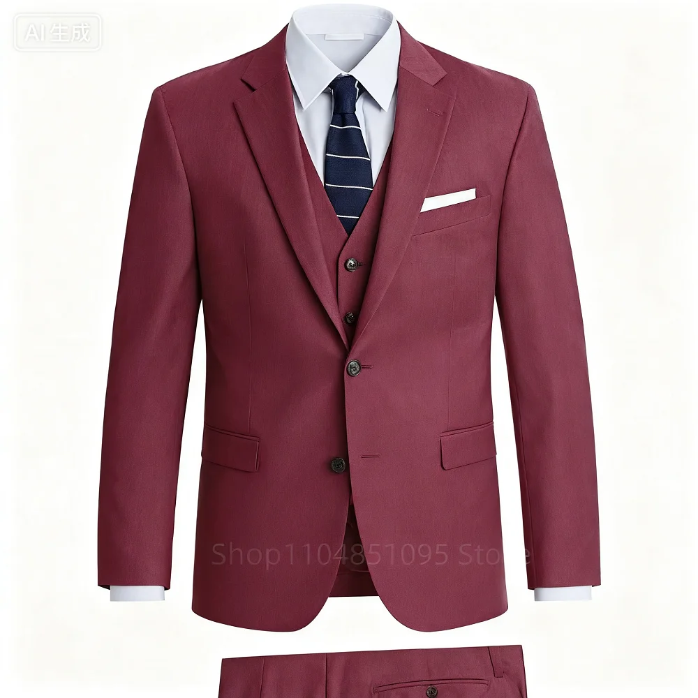 

Элегантный зеленый свадебный костюм, мужской костюм для курения Terno, комплект из трех предметов, куртка с лацканами, брюки, жилет, тонкая деловая одежда