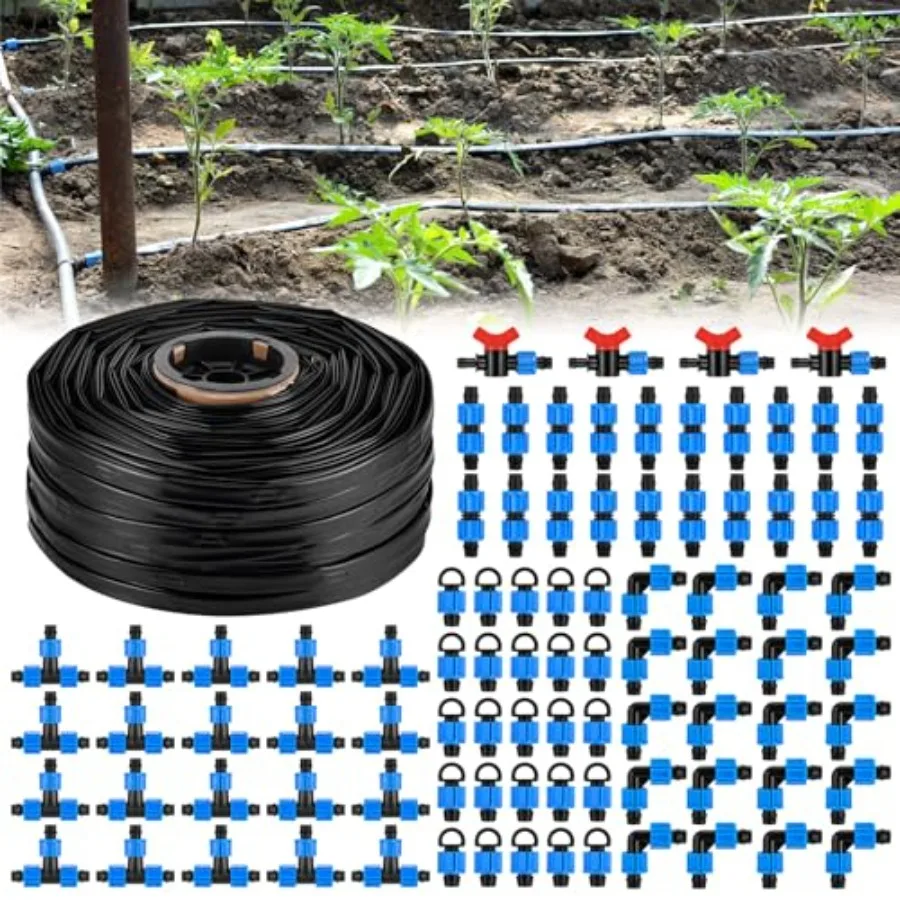 1000 Ft Drip Tape Irrigation Tubing Kit 5/8 Inch Hose 8 Mil Thickness 6 Spacing Automatic Watering System for Gardens Farms Lan