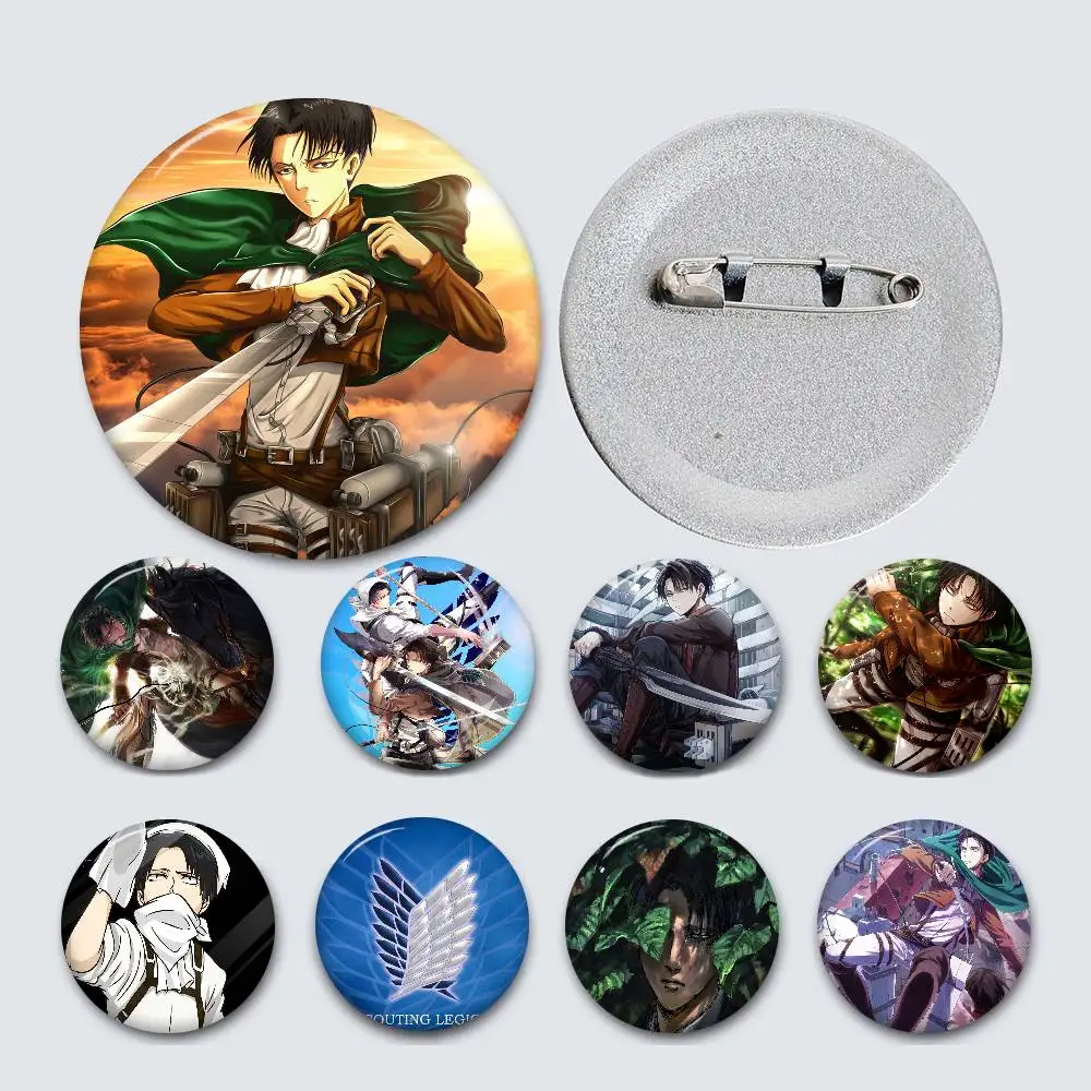 Anime Character Levis-Ackermans Round Button Pins Slogan Creative Brooches Backpack Clothes Decoration Cartoon Jewelry Gifts