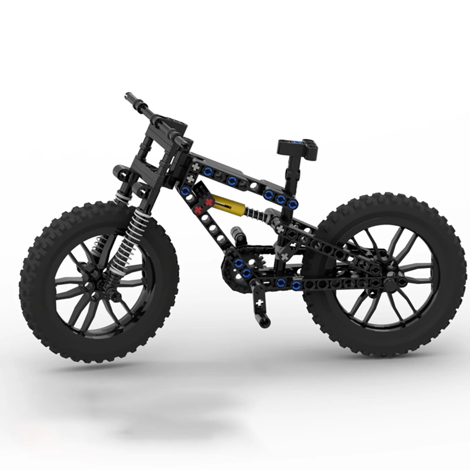 Model roweru górskiego off-road, rower downhill, przedni podwójny amortyzator, łącznik łańcucha, model symulacyjny z klocków MOC, zabawka, prezent dla dziecka