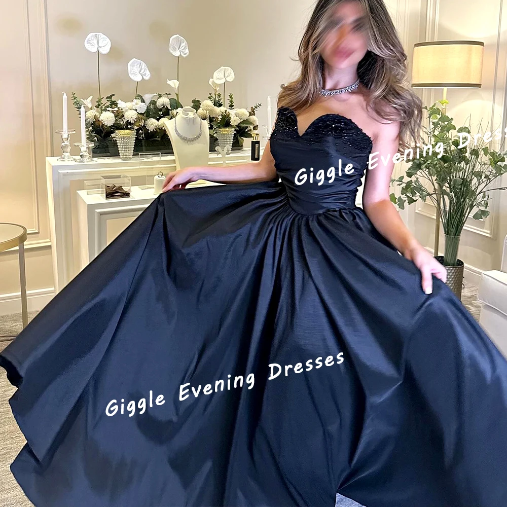 Giggle Crepe Strapless Exquisite Beading Prom Gown Saudi Arab A-Line Elegance Floor-Length Evening Party Dresses for Women 2024