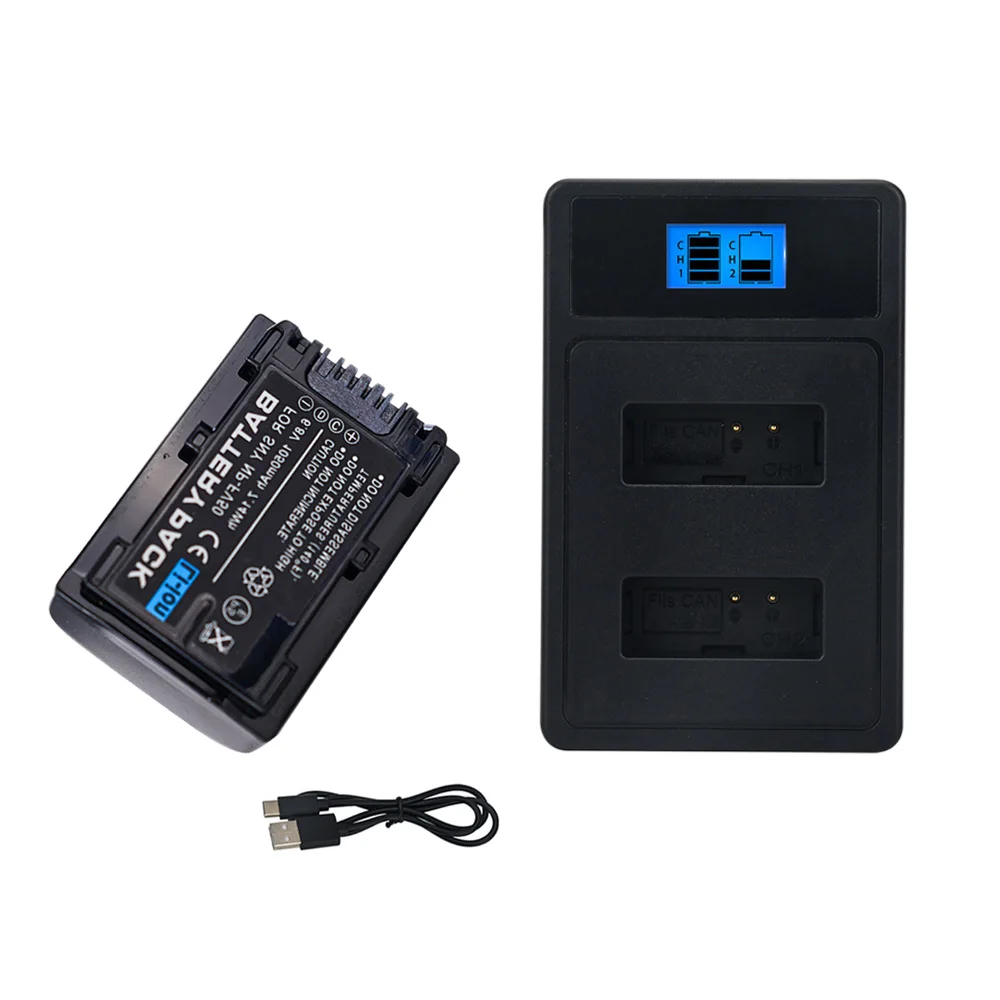 NP-FV50 LED Dual Charger NP-FV30 Battery for Sony NP-FV40 Handycam HDR-CX380 430V 900 580V 760V HDR-PJ540 650V HDR-PV710V 790V