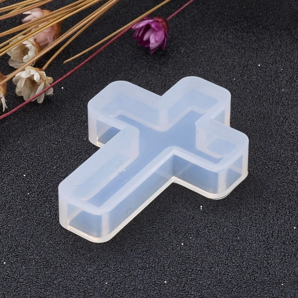 10 pc Cross Shape DIY Silicone Molds Resin Casting Molds For UV Resin Epoxy Resin Jewelry Making White 39x28x7mm