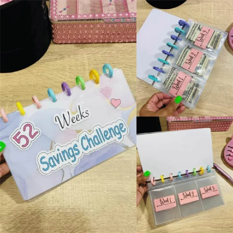 หนังสือประหยัดเงินพร้อมซองใส่ซองใส่หนังสือราคาประหยัดแบบนำกลับมาใช้ได้นาน52สัปดาห์