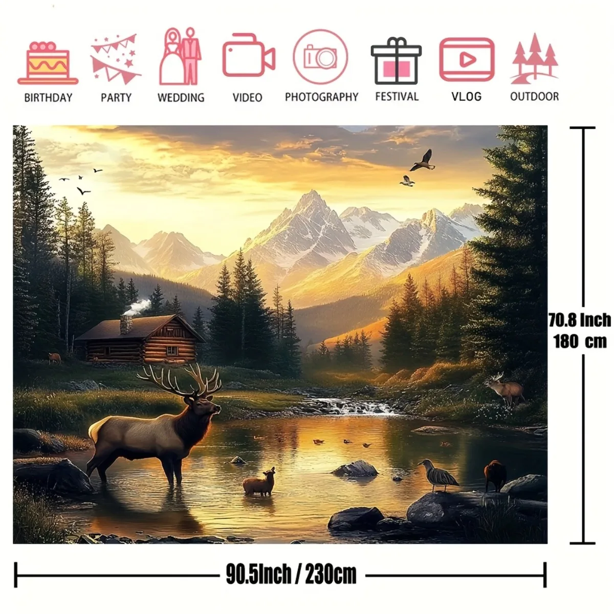 Rustic Mountain Landscape Tapestry 3