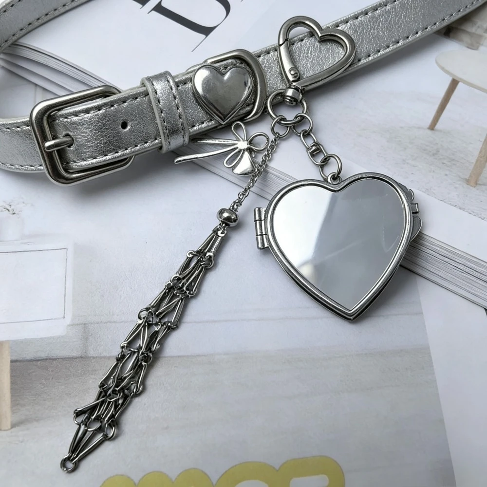 Y2K Style Metal Custom Lipstick Net Pocket Keychain Mirror Car Keyring Waist Pouch Minimalist Cool Earphone Cover Pendant Gift view 3