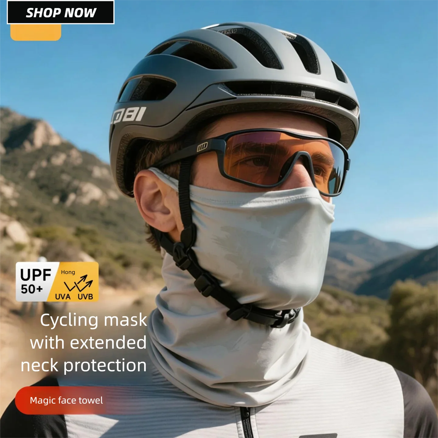 

Men Ice Silk Cycling Mask Anti UV Windproof Sandproof Full Face Neck Cover Breathable Outdoor Riding Sunscreen Face Shield