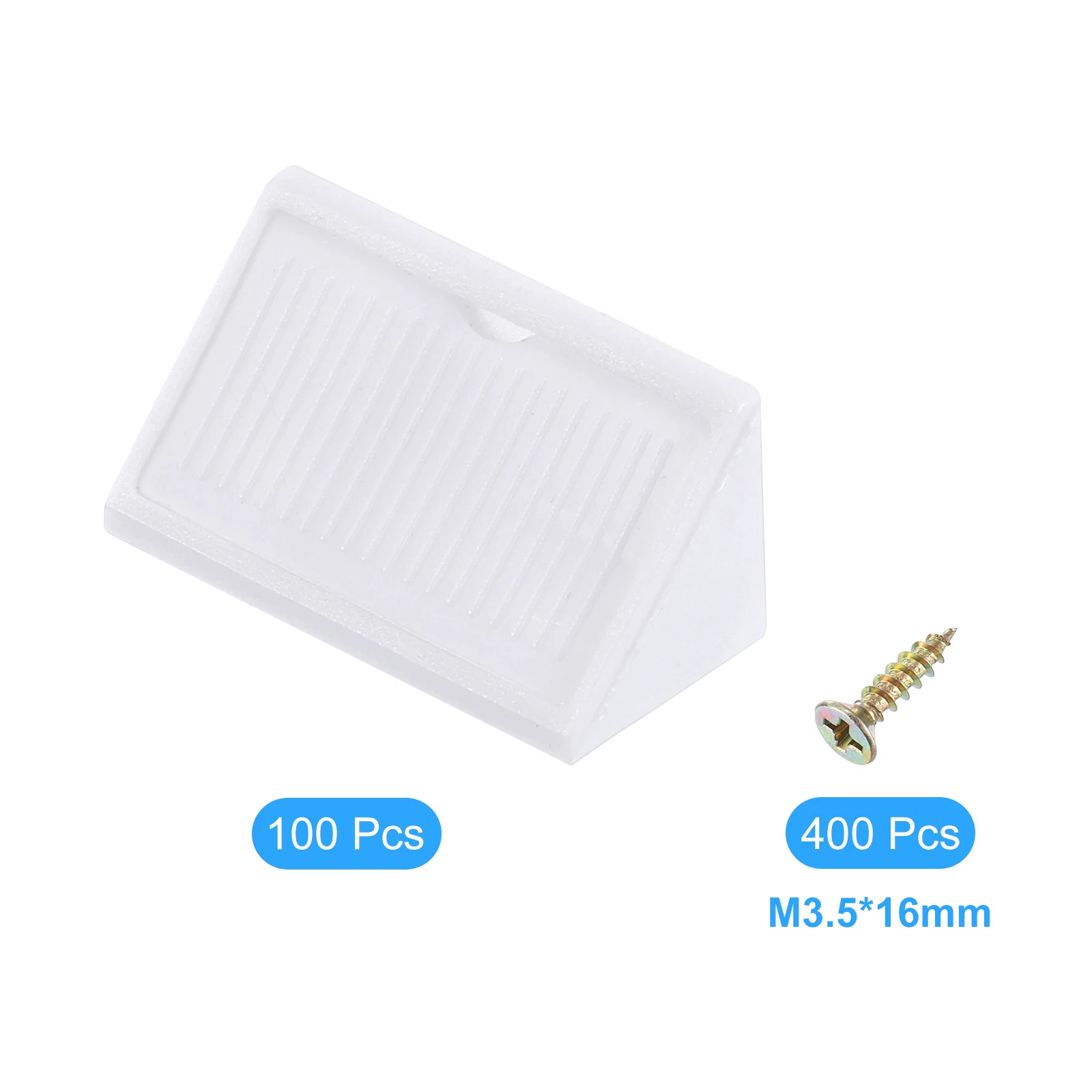 100 шт. пластиковые угловые скобы, угловой кронштейн 20x42x20 мм с винтами, белый