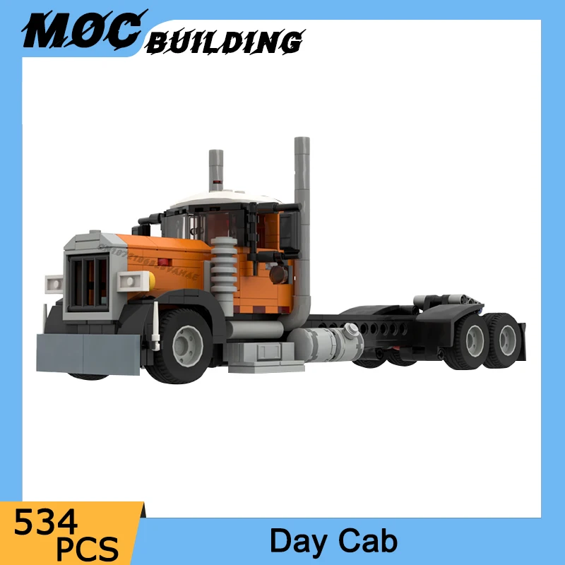 

MOC Building Blocks City Transport Vehicle Semi Truck Day Cab Camper Model DIY Assemble Bricks Collection Car Toys Creative Gift